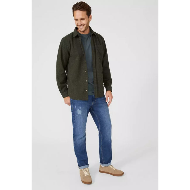 Khaki - Pack Shot - Mantaray Mens Twill Overshirt