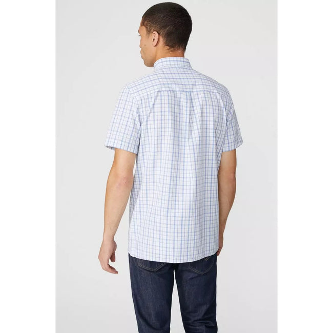 Blue - Back - Maine Mens Checked Shirt