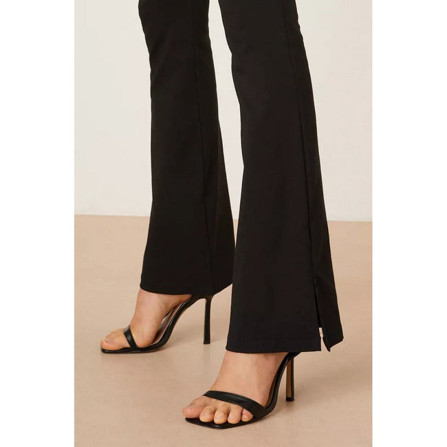 Black - Side - Dorothy Perkins Womens-Ladies Bengaline Flared Split Hem Bootcut Pants