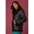 Black - Side - Dorothy Perkins Womens-Ladies Aviator Shearling Jacket