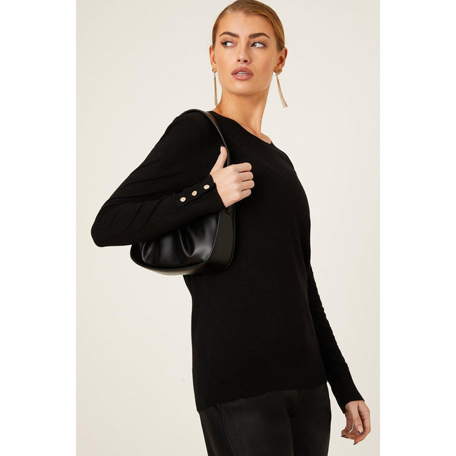 Black - Front - Dorothy Perkins Womens-Ladies Knitted Buttoned Cuff Sweater