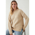 Neutral - Front - Dorothy Perkins Womens-Ladies Plaited Cable Knit Side Split Hem Sweater