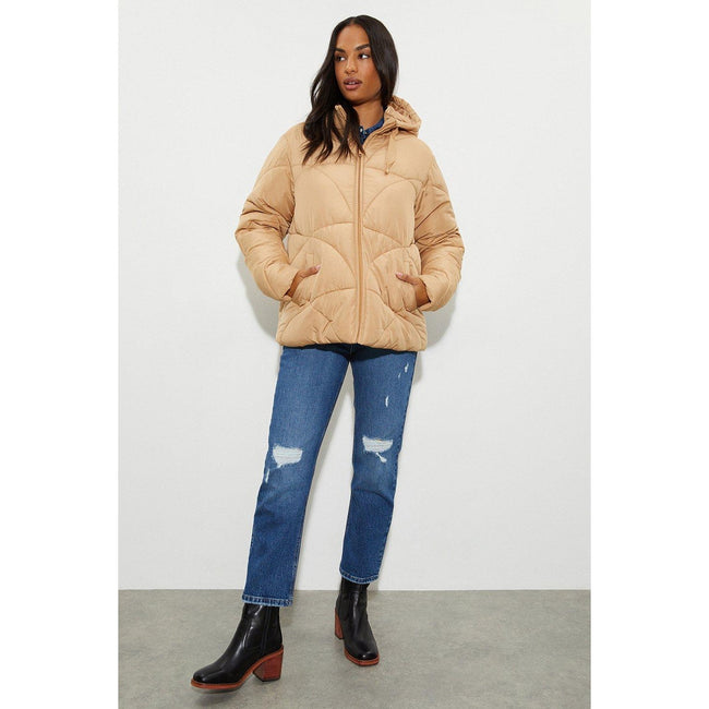 Camel - Side - Dorothy Perkins Womens-Ladies Short Padded Jacket