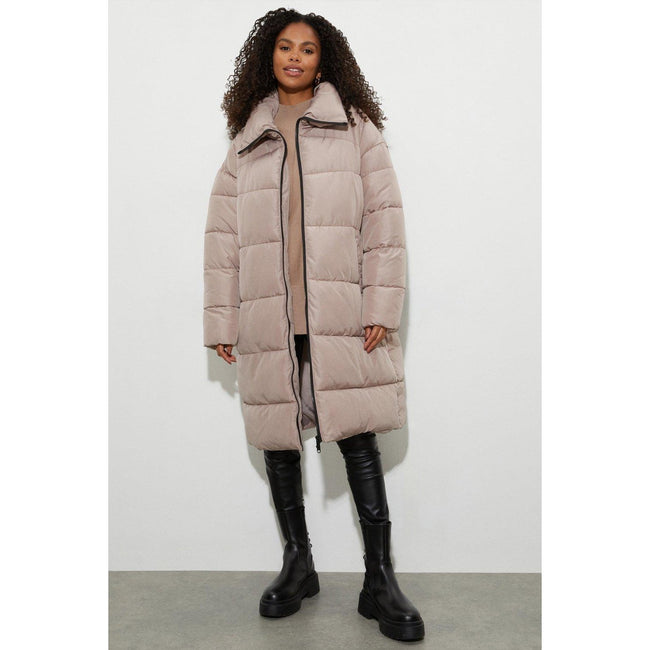 Mink - Close up - Dorothy Perkins Womens-Ladies Oversized Longline Padded Jacket