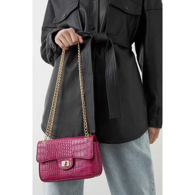 Pink - Lifestyle - Dorothy Perkins Womens-Ladies Sofia Croc Chain Strap Shoulder Bag