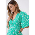 Green - Side - Dorothy Perkins Womens-Ladies Ditsy Print Button Front Blouse