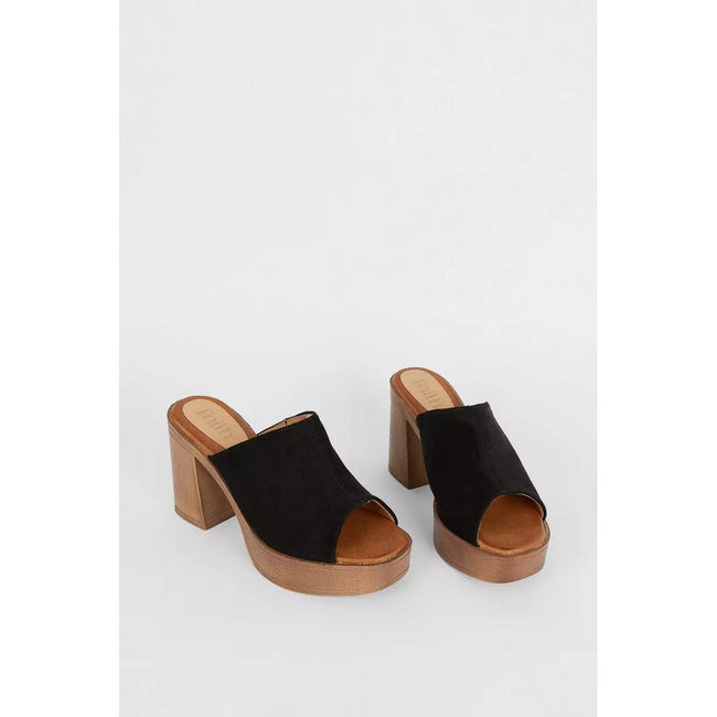 Black - Back - Faith Womens-Ladies Hailey Platform Mules