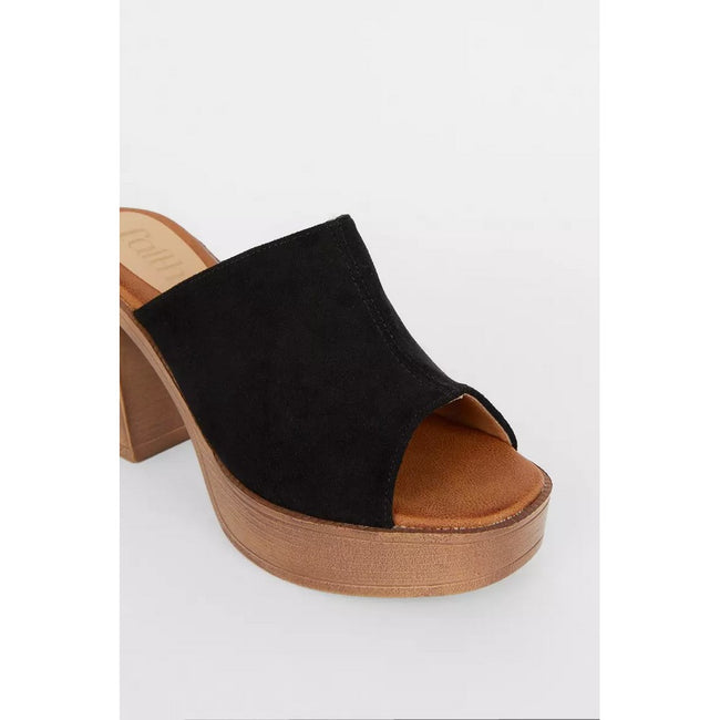 Black - Side - Faith Womens-Ladies Hailey Platform Mules