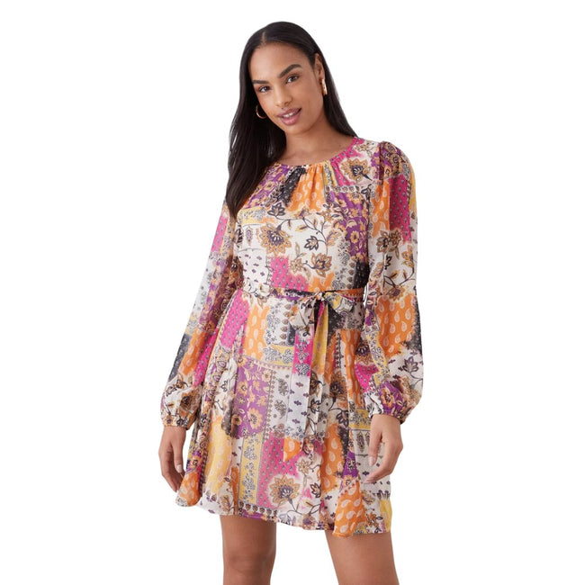 Multicolored - Front - Dorothy Perkins Womens-Ladies Patchwork Chiffon Mini Dress