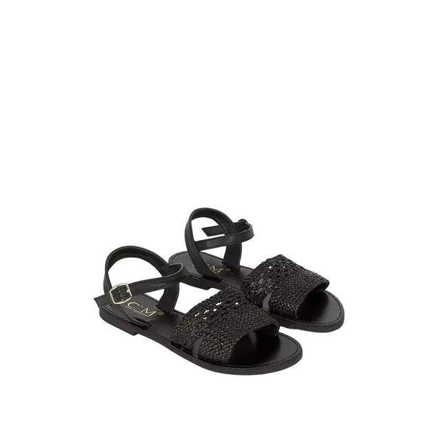 Black - Back - Felix Womens-Ladies Basket Weave Sandals