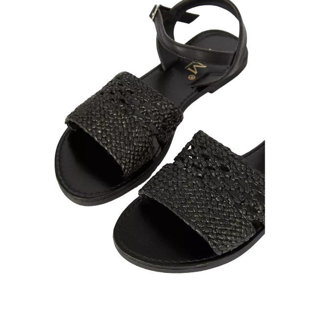 Black - Side - Felix Womens-Ladies Basket Weave Sandals