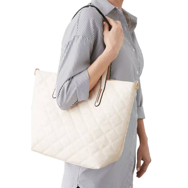 Cream - Pack Shot - Faith Arabella Quilted Tote