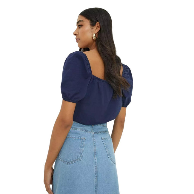 Navy - Back - Dorothy Perkins Womens-Ladies Elasticated Hem Top