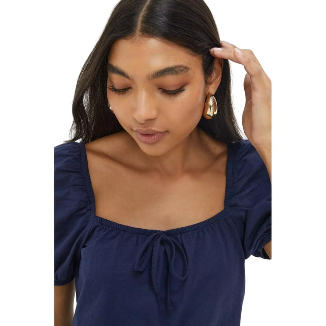 Navy - Side - Dorothy Perkins Womens-Ladies Elasticated Hem Top