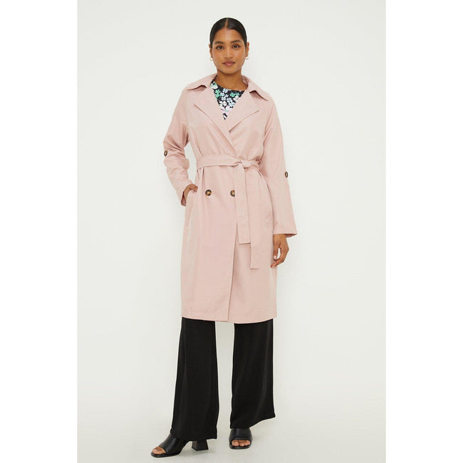 Pink - Front - Dorothy Perkins Womens-Ladies Button Trench Coat