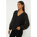 Black - Front - Dorothy Perkins Womens-Ladies Star Devoré Blouse
