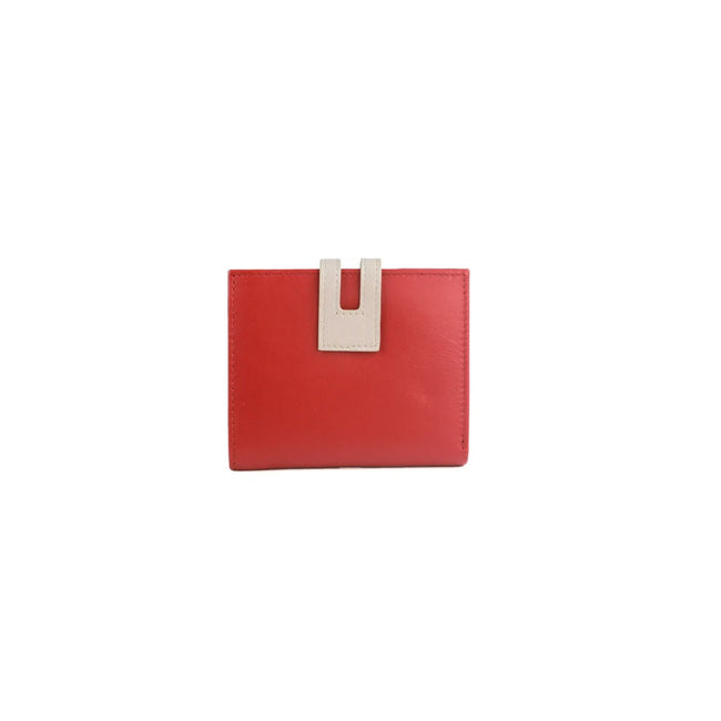 Red-Ivory - Front - Eastern Counties Leather Cassie Contrast Panel Leather Coin Purse