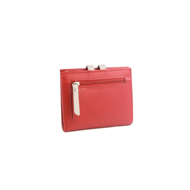 Red-Ivory - Back - Eastern Counties Leather Cassie Contrast Panel Leather Coin Purse