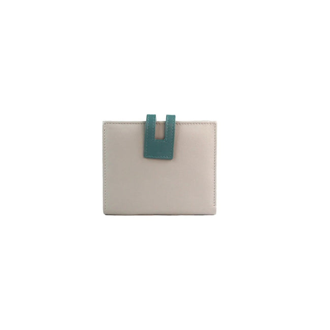 Gray-Aquatic - Front - Eastern Counties Leather Cassie Contrast Panel Leather Coin Purse