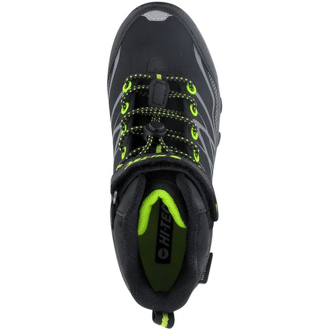 Black-Lime - Back - Hi-Tec Boys Blackout Mid Cut Walking Boots