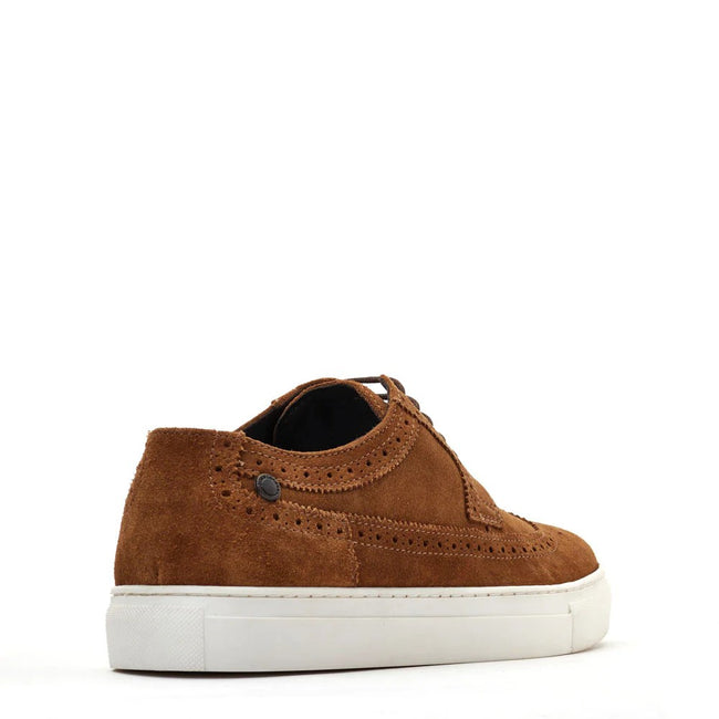 Brown - Back - Base London Mens Mickey Suede Brogues