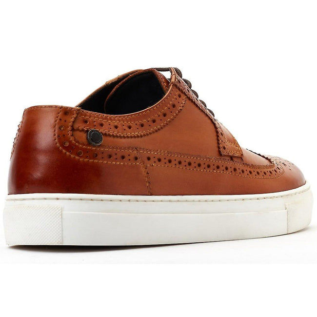 Tan - Back - Base London Mens Mickey Leather Brogues