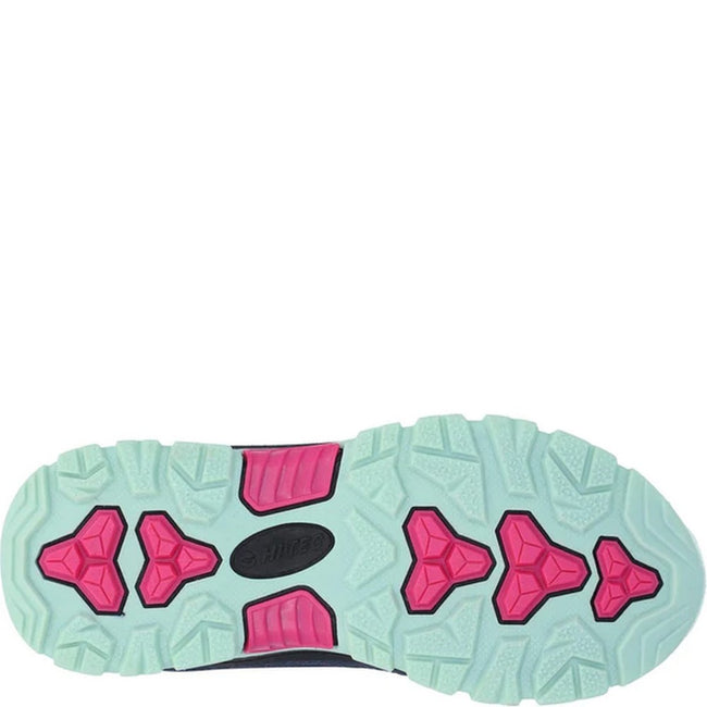 Navy-Fusion Pink-Mint - Side - Hi-Tec Boys Rush Walking Boots