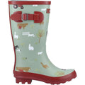 Khaki Green-Red - Side - Cotswold Childrens-Kids Farmyard Galoshes
