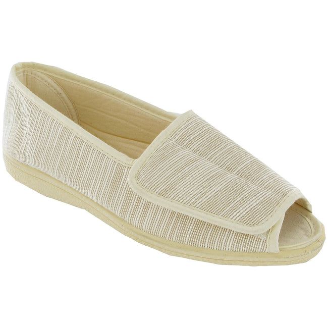 BEIGE - Front - Mirak Quimper Canvas Sandal - Womens Sandals