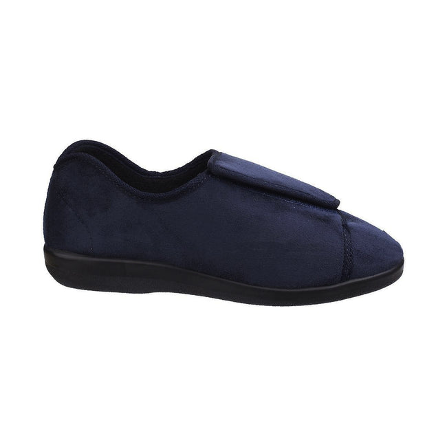 Navy - Back - GBS Walton Touch Fastening Slipper - Unisex Slippers