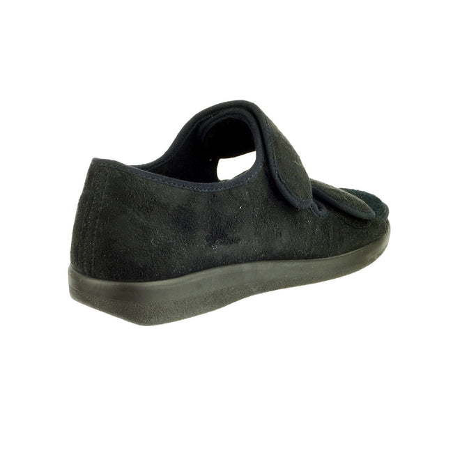 Black - Back - GBS Brompton Touch Fastening Open Toe Slipper - Unisex Slippers