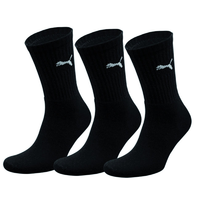 Black - Front - Puma Crew Socks 3 Pair Pack - Mens Socks