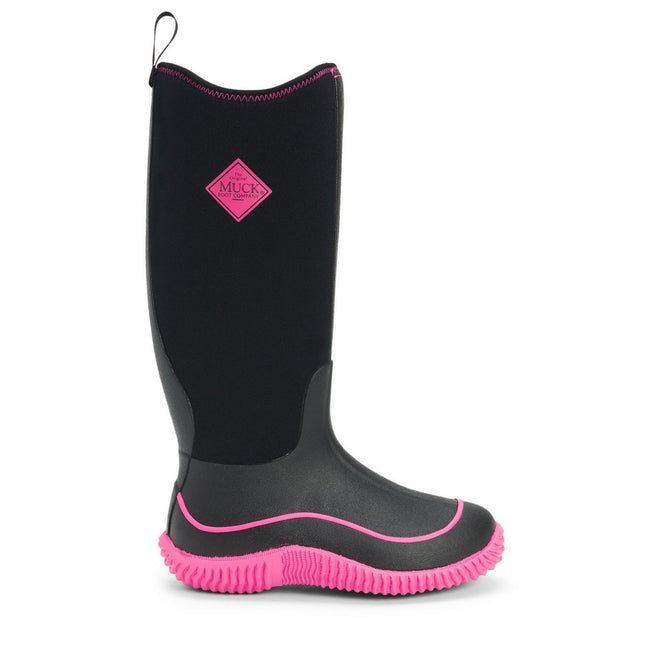 Black-Hot Pink - Back - Muck Boots Womens-Ladies Hale Pull On Wellies