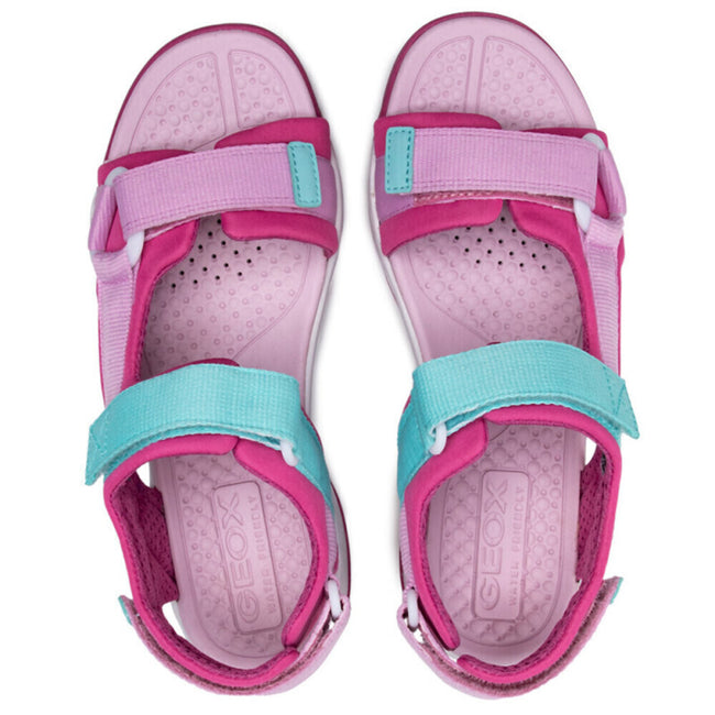 Fuchsia-Light Pink-Cyan - Side - Geox Girls Borealis Sandals