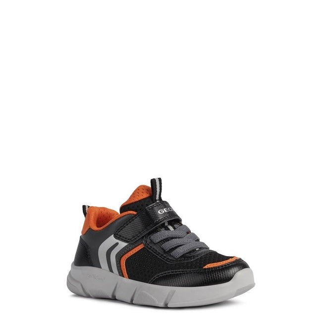 Black-Orange - Front - Geox Boys Aril Sneakers