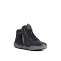 Navy-Khaki - Front - Geox Boys Poseido Leather Sneakers