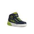 Navy-Lime - Front - Geox Boys Grayjay Leather Lined Sneakers