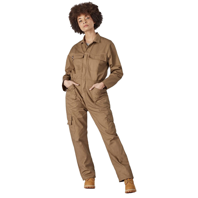 Khaki - Front - Dickies Womens-Ladies Coveralls