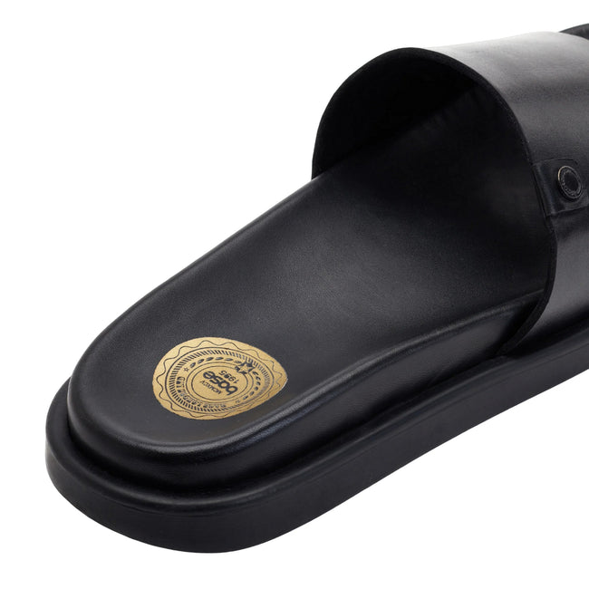 Black - Pack Shot - Base London Mens Harko Leather Sandals