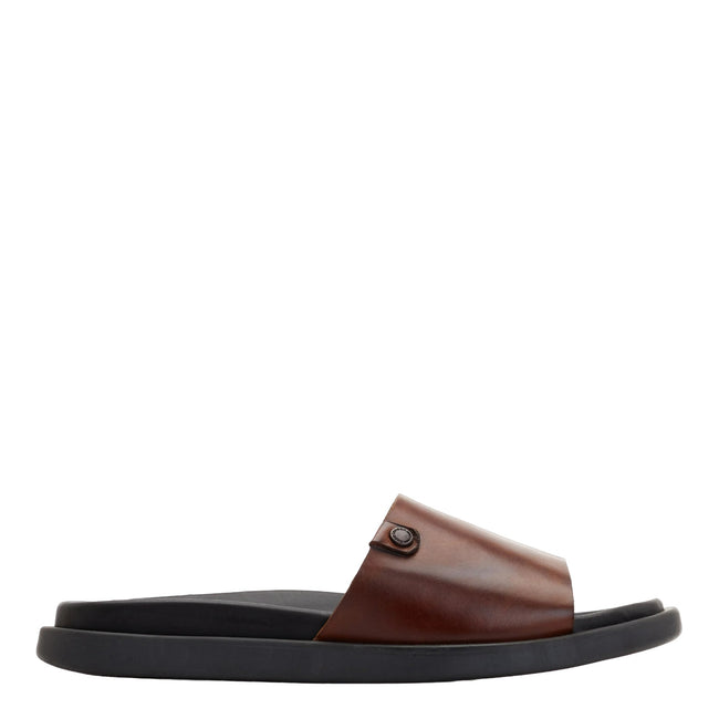 Brown - Back - Base London Mens Harko Leather Sandals
