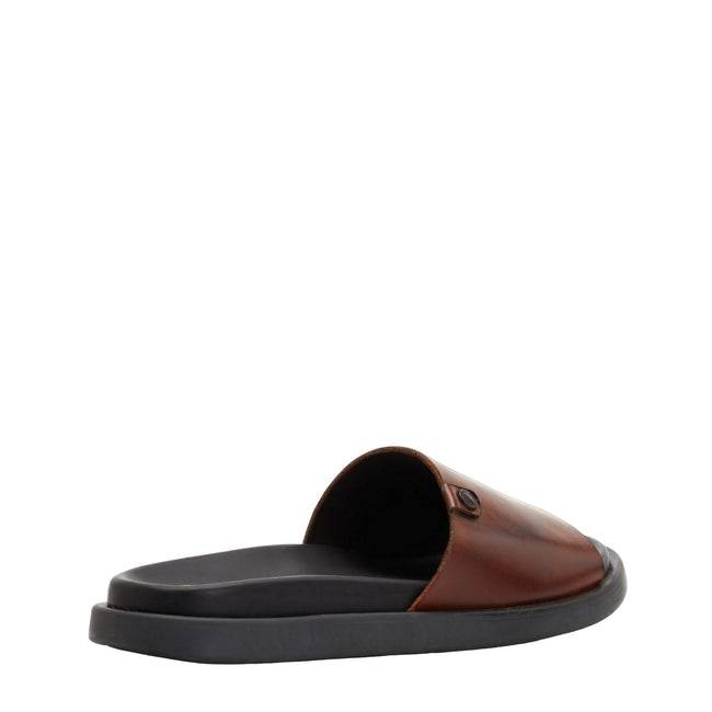 Brown - Side - Base London Mens Harko Leather Sandals