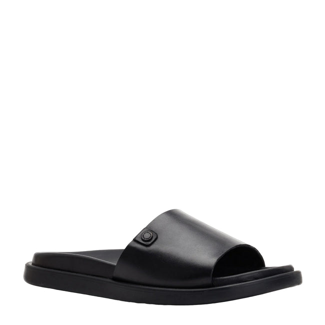 Black - Front - Base London Mens Harko Leather Sandals