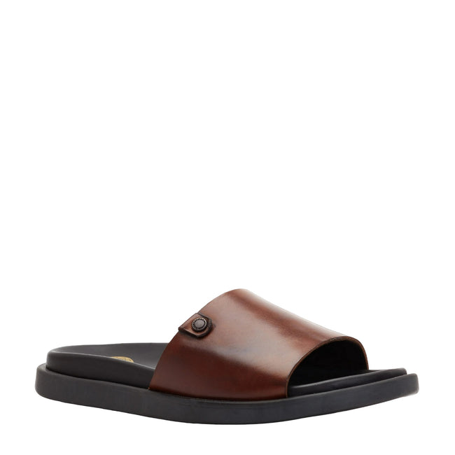 Brown - Front - Base London Mens Harko Leather Sandals