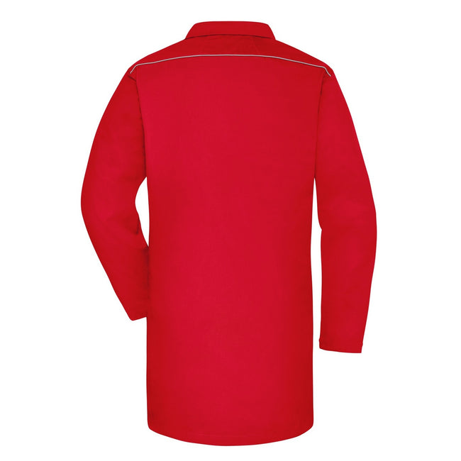 Red - Back - James and Nicholson Adults Unisex Work Coat