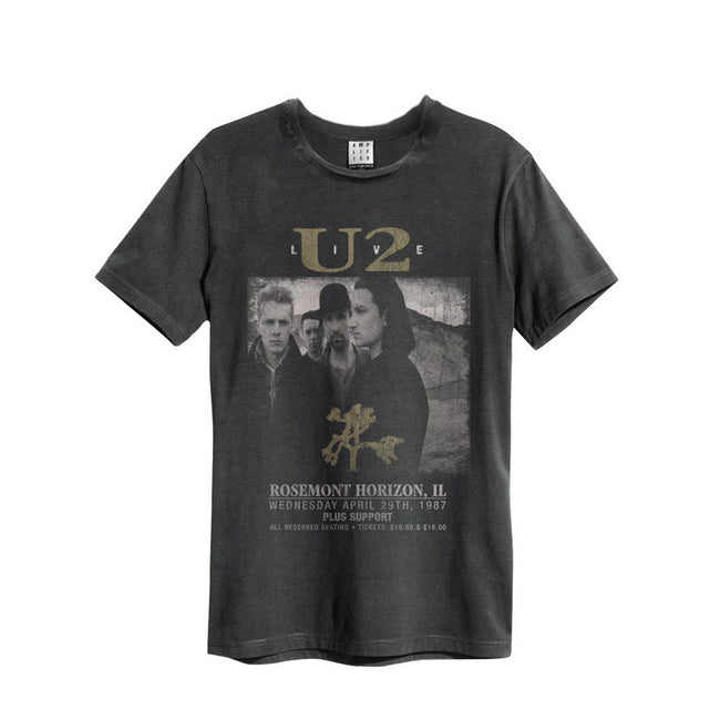 Charcoal - Front - Amplified Mens Live U2 T-Shirt