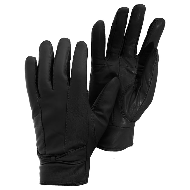 Black - Front - Womens-Ladies Plain Leather Gloves