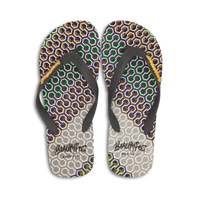 Gray-White - Front - BeachyFeet Mens Dreamers Flip Flops