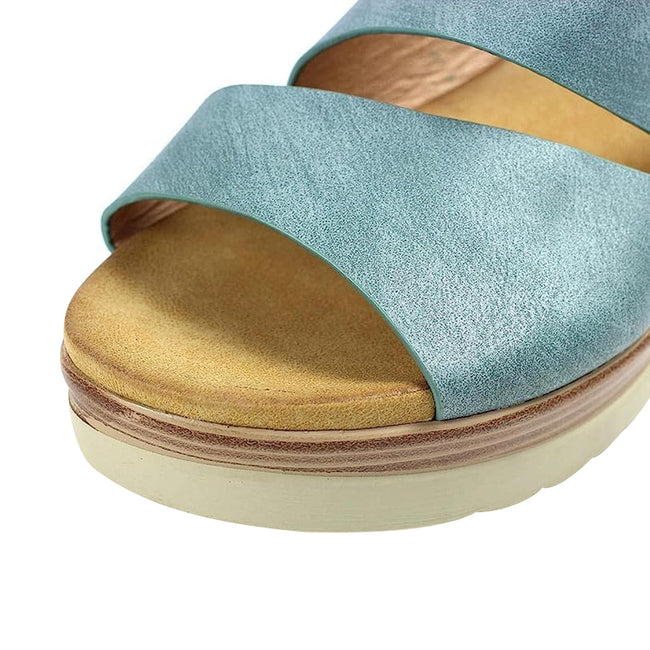 Blue - Lifestyle - Lunar Womens-Ladies Mandy Wedge Sandals