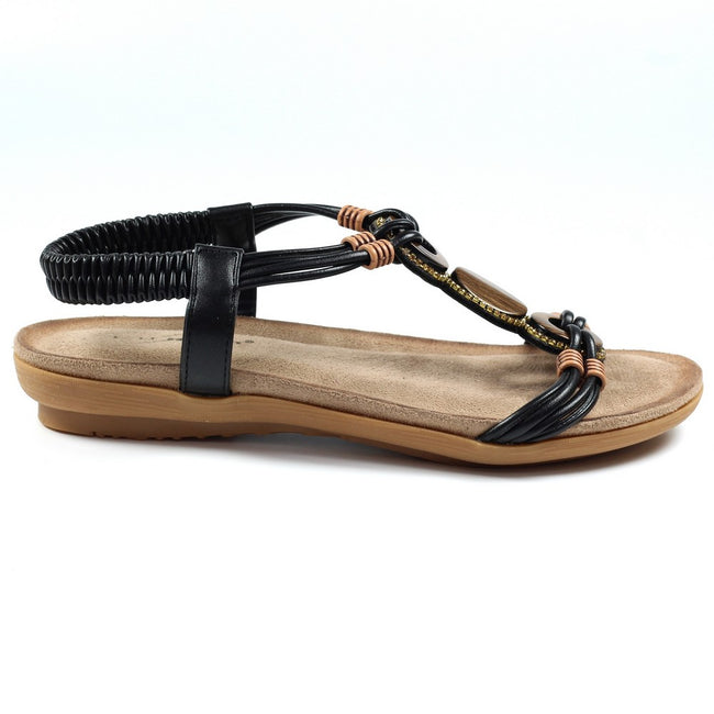 Black - Side - Lunar Womens-Ladies Adele Sandals