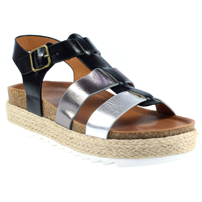 Black - Front - Lunar Womens-Ladies Rage Sandals